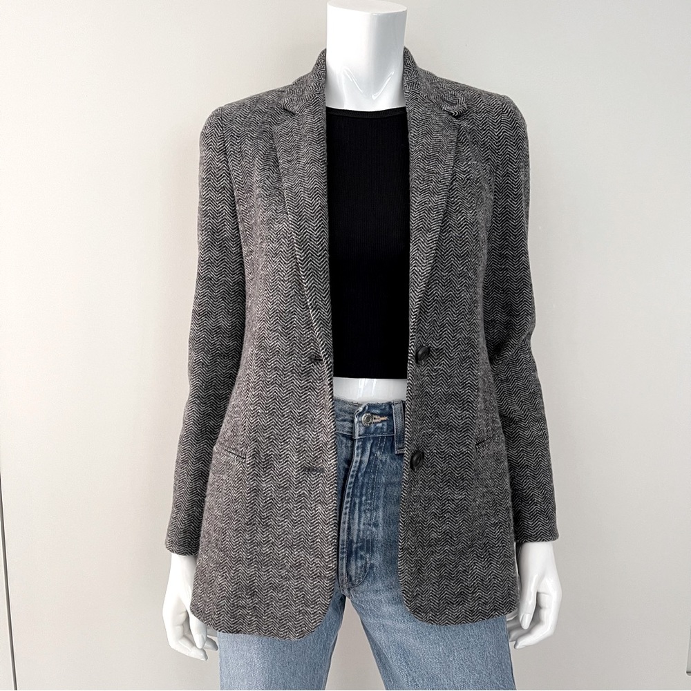 VINCE Wool Herringbone Boyfriend Blazer